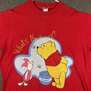 Vintage Pooh Winnie The Pooh Piglet Shirt Mens One Size Red Big Pooh Bees 90s